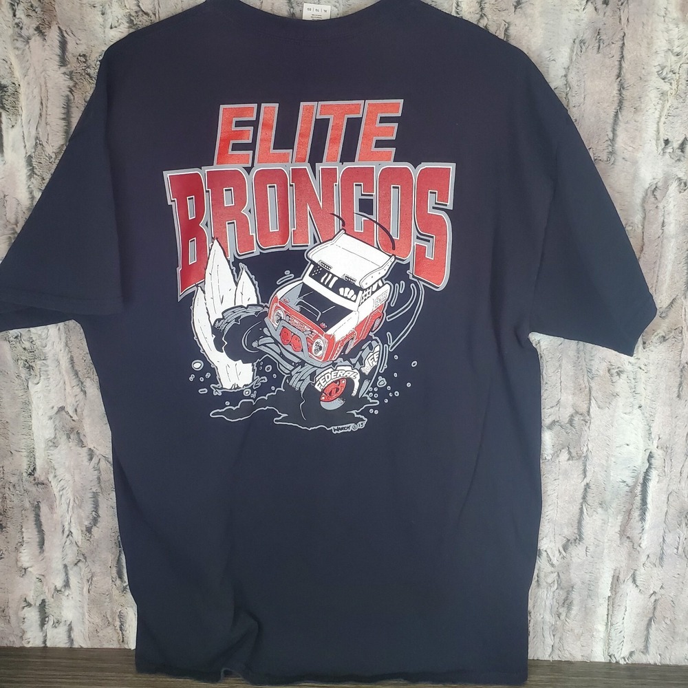 Elite Broncos Black Graphic Tee Men's XL T-Shirt EXCELLENT Pre-owned